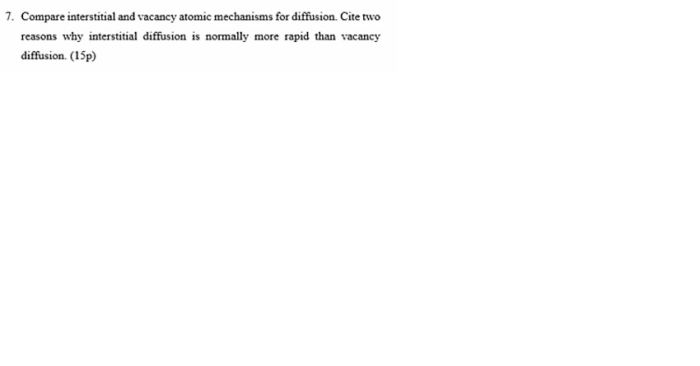 Compare interstitial and vacancy atomic mechanisms for diffusion